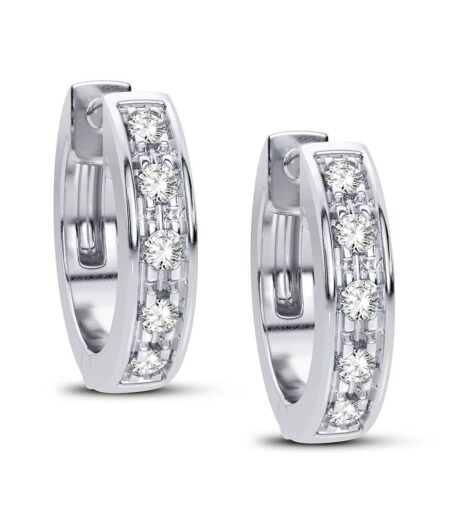 0.05 TCW Round Cut Hoops Moissanite Earrings - Image 2
