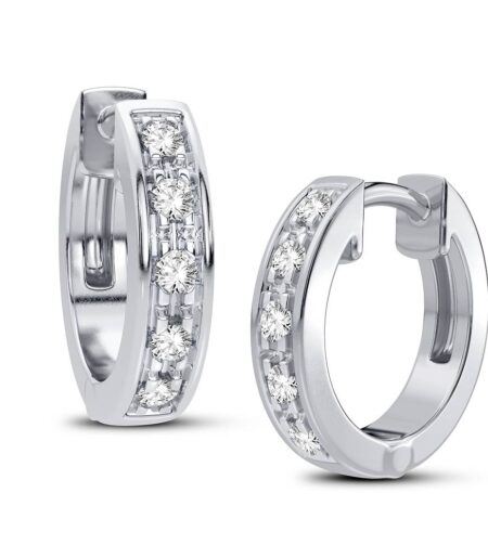 0.05 TCW Round Cut Hoops Moissanite Earrings - Image 3