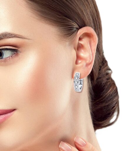 0.05 TCW Round Cut Hoops Moissanite Earrings