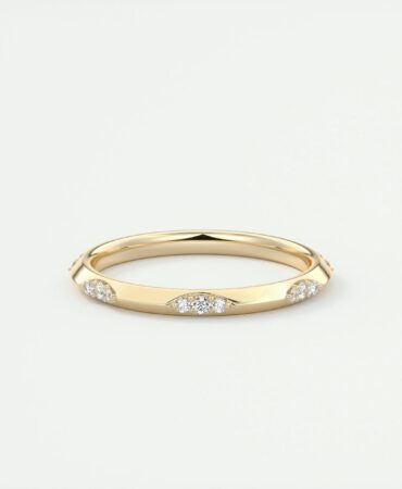 0.09 Round Cut Flush Moissanite Bridal Wedding Band 1