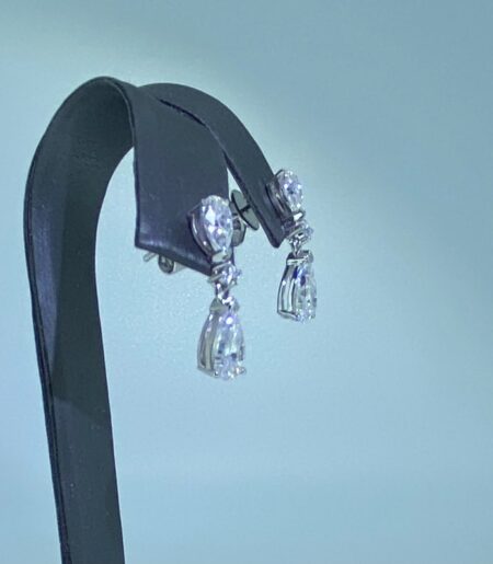 0.06 TCW Pear Cut Dangle Moissanite Earrings - Image 6