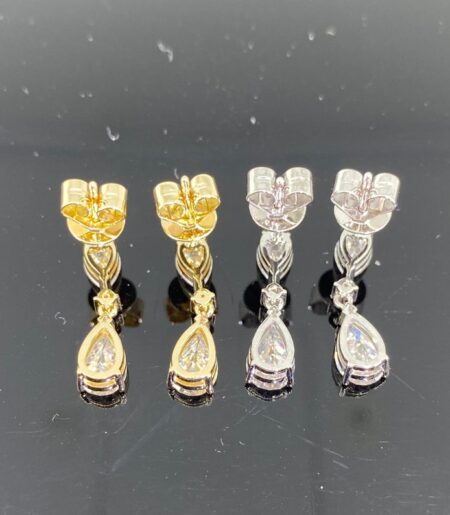 0.06 TCW Pear Cut Dangle Moissanite Earrings - Image 3